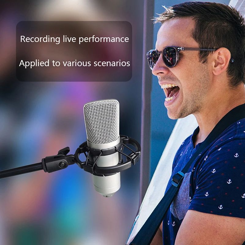 Universal Microphone Shock Mount Professional Condenser Mic Holder With Anti Vibration Rubber Bands 2