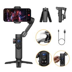 smart xpro smartphone 3 axis gimbal stabilizer foldable with fill light for iphone & android