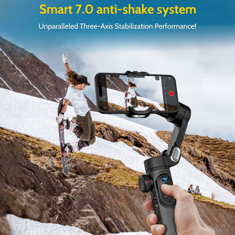 Smart XPro Smartphone 3 Axis Gimbal Stabilizer Foldable with Fill Light for iPhone & Android
