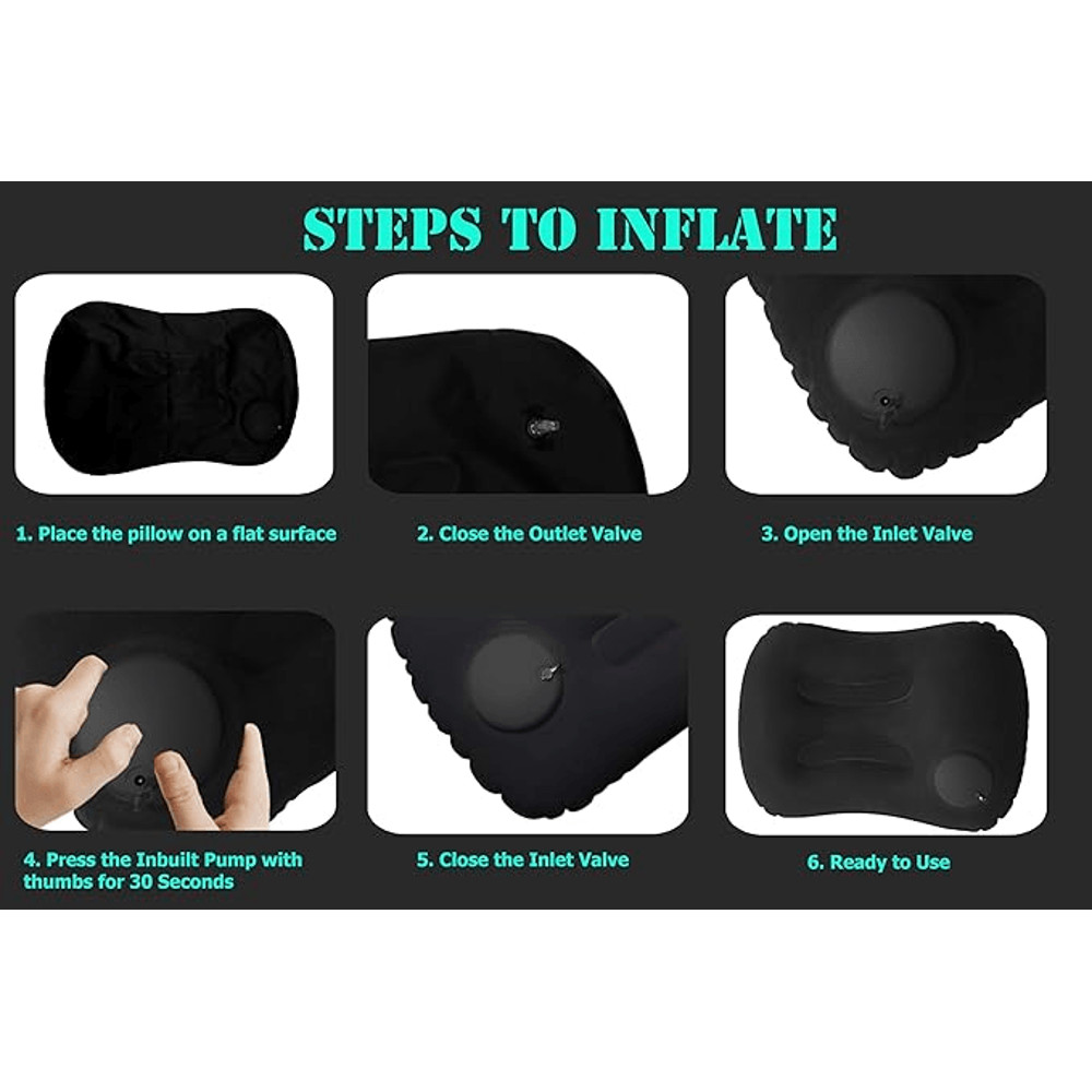 Portable Comfortable Inflatable Pillow Ultra Soft Camping Pool Car Neck Lumbar Support Travel Cu 1