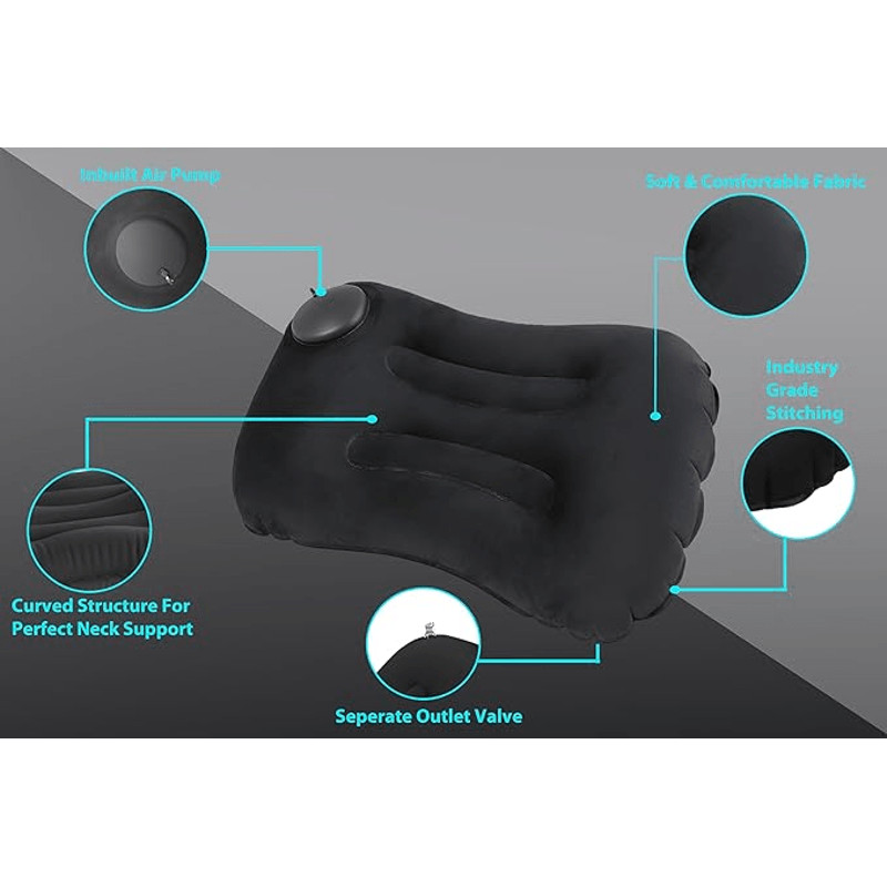 Portable Comfortable Inflatable Pillow Ultra Soft Camping Pool Car Neck Lumbar Support Travel Cu 2