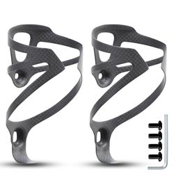 2 piece carbon fiber bicycle water bottle cage ultra-light matte black mtb road bike water bottle holder with screws