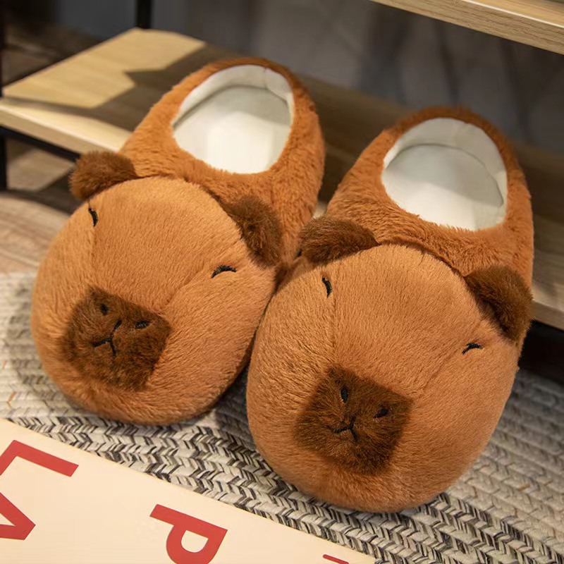 Cute Cartoon Capybara Cotton Slippers Half Wrap Heel Soft NonSlip Indoor Plush Shoes For Home 6