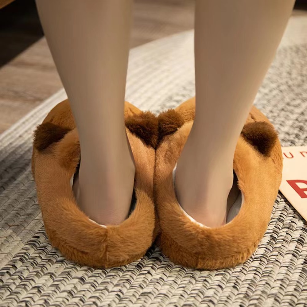 Cute Cartoon Capybara Cotton Slippers Half Wrap Heel Soft NonSlip Indoor Plush Shoes For Home 5