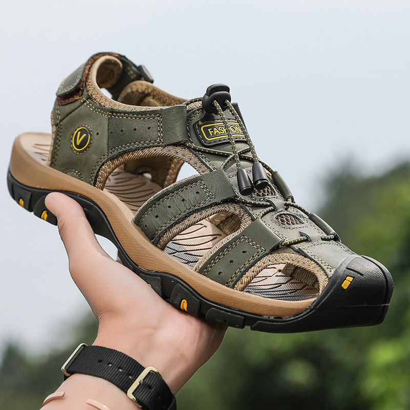 Summer Men Sandals Leather Breathable Casual Shoes For Outdoor Beach  Fashion Roman Style AntiSlip  8