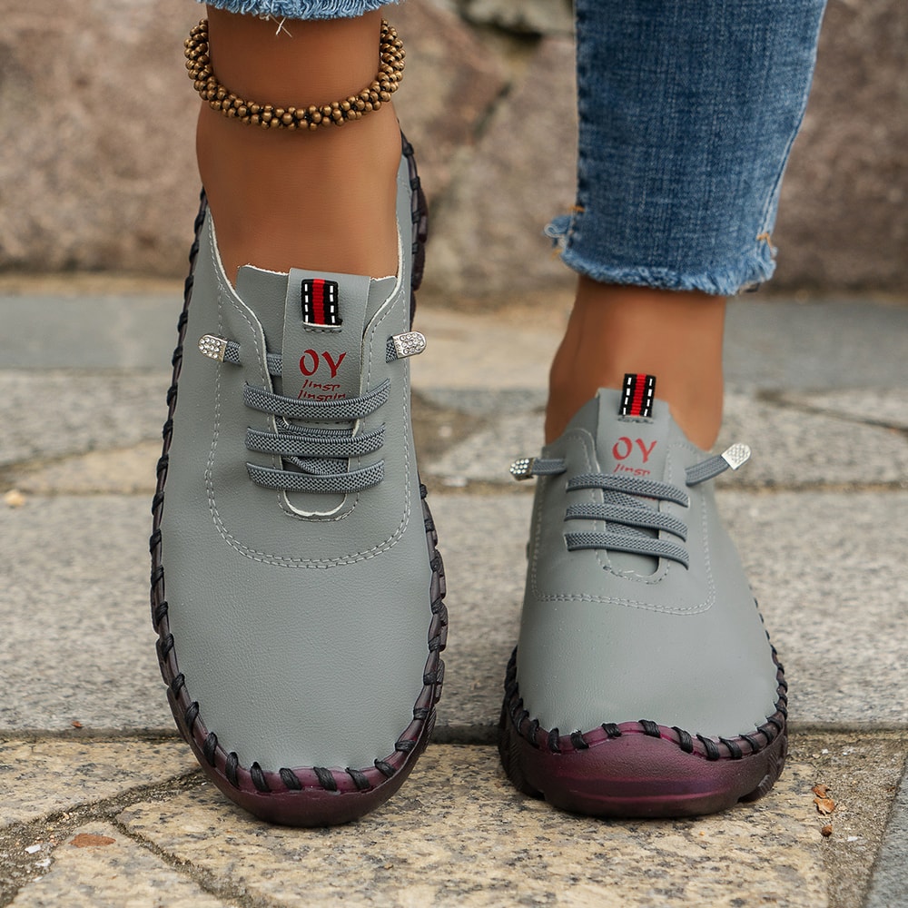 Soft Comfortable Flat Shoes For Women PU Leather LaceUp Vulcanized Casual Sneakers 8