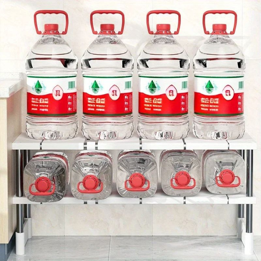Stainless Steel Expandable Under Sink Storage Rack  2Tier Adjustable Kitchen  Bathroom Organizer Sh 3