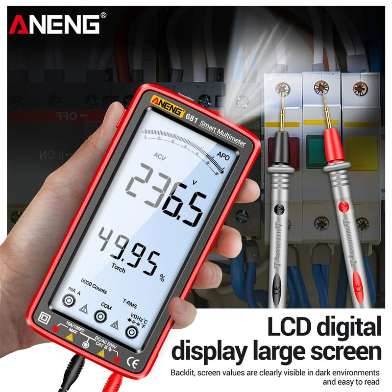 Digital Multimeter Rechargeable True RMS Voltage  Current Tester With LCD Display And NonContact Vo