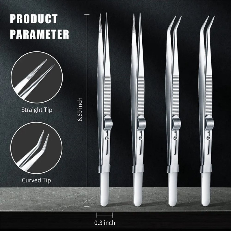 Professional High Precision Stainless Steel Jewelry Tweezers Sandblasting DIY Diamond Gem Jewelers  1