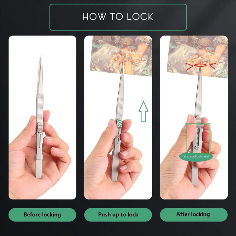 Professional High Precision Stainless Steel Jewelry Tweezers Sandblasting DIY Diamond Gem Jewelers  4