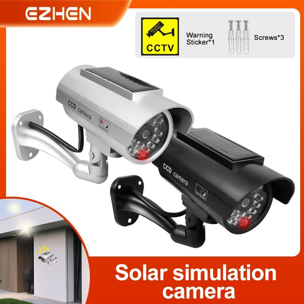 Simulation Solar Camera Fake Camera Outdoor CCTV Surveillance Waterproof Dummy Security Camera With 0