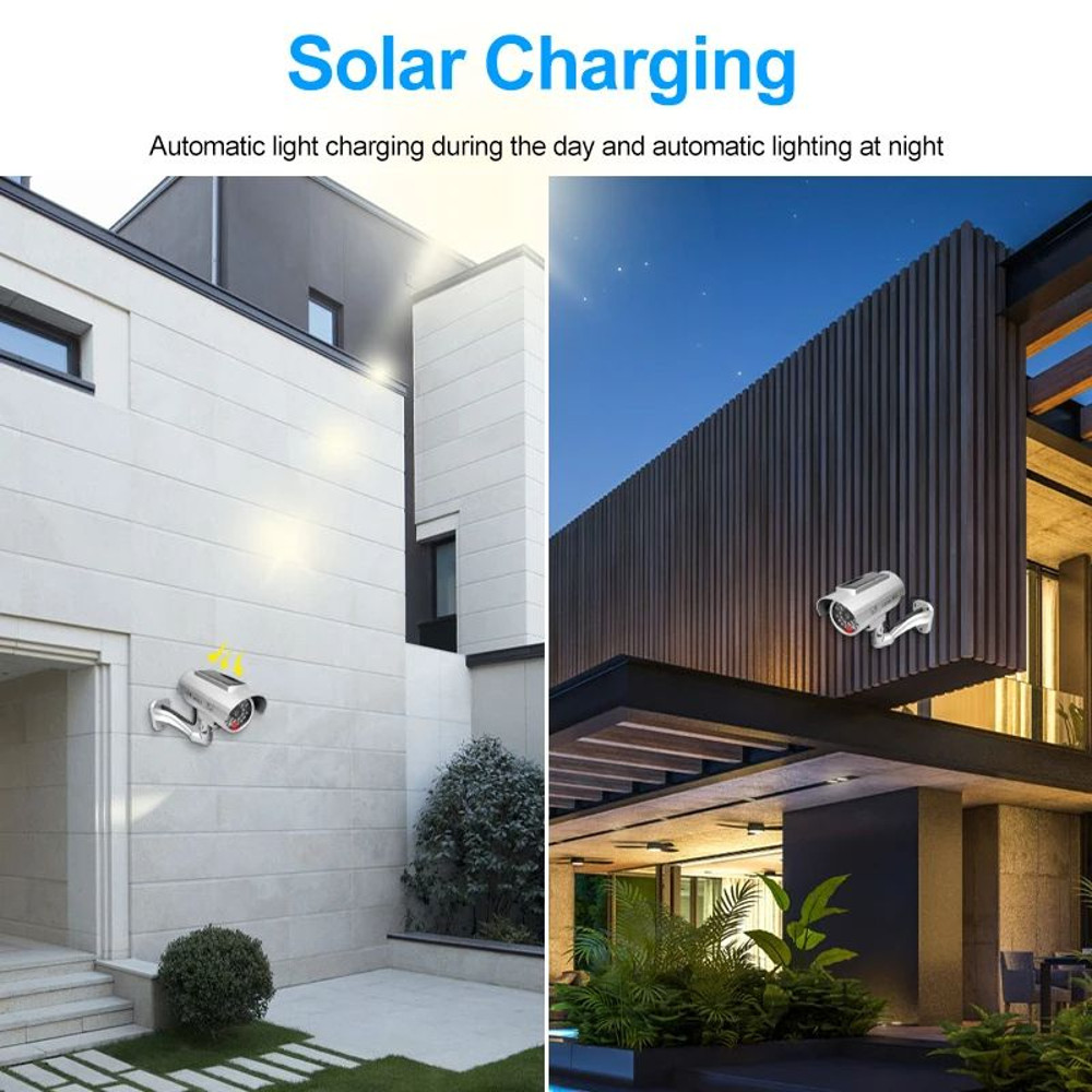 Simulation Solar Camera Fake Camera Outdoor CCTV Surveillance Waterproof Dummy Security Camera With 2
