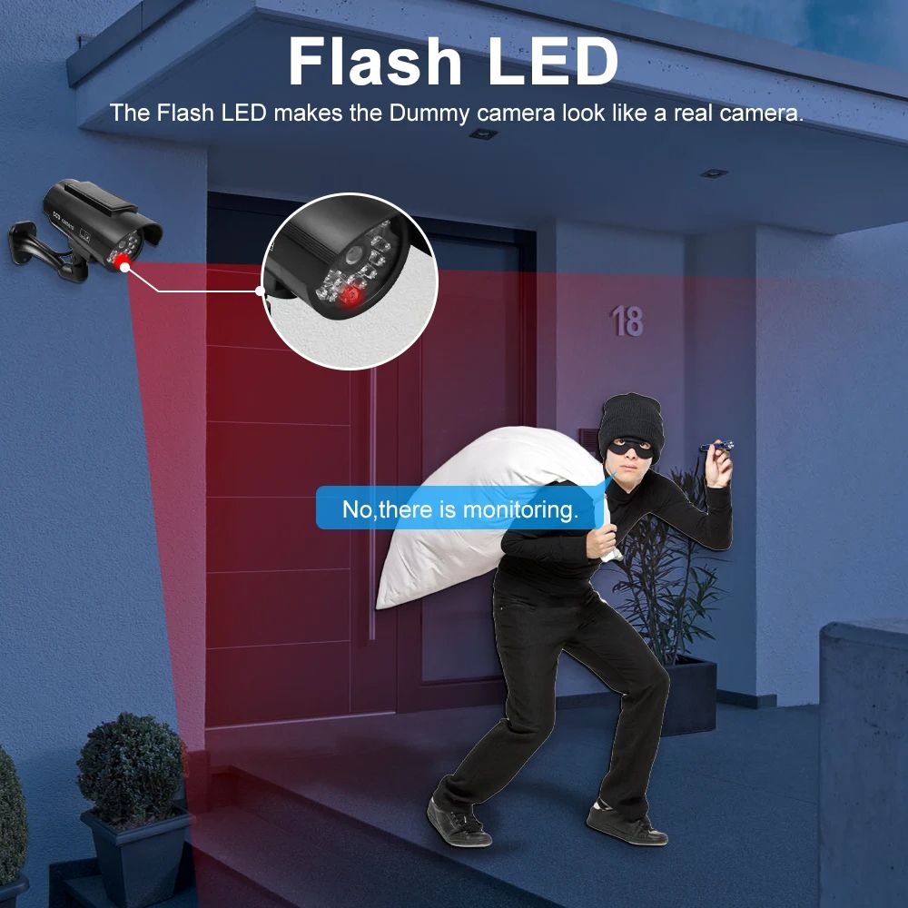 Simulation Solar Camera Fake Camera Outdoor CCTV Surveillance Waterproof Dummy Security Camera With 3