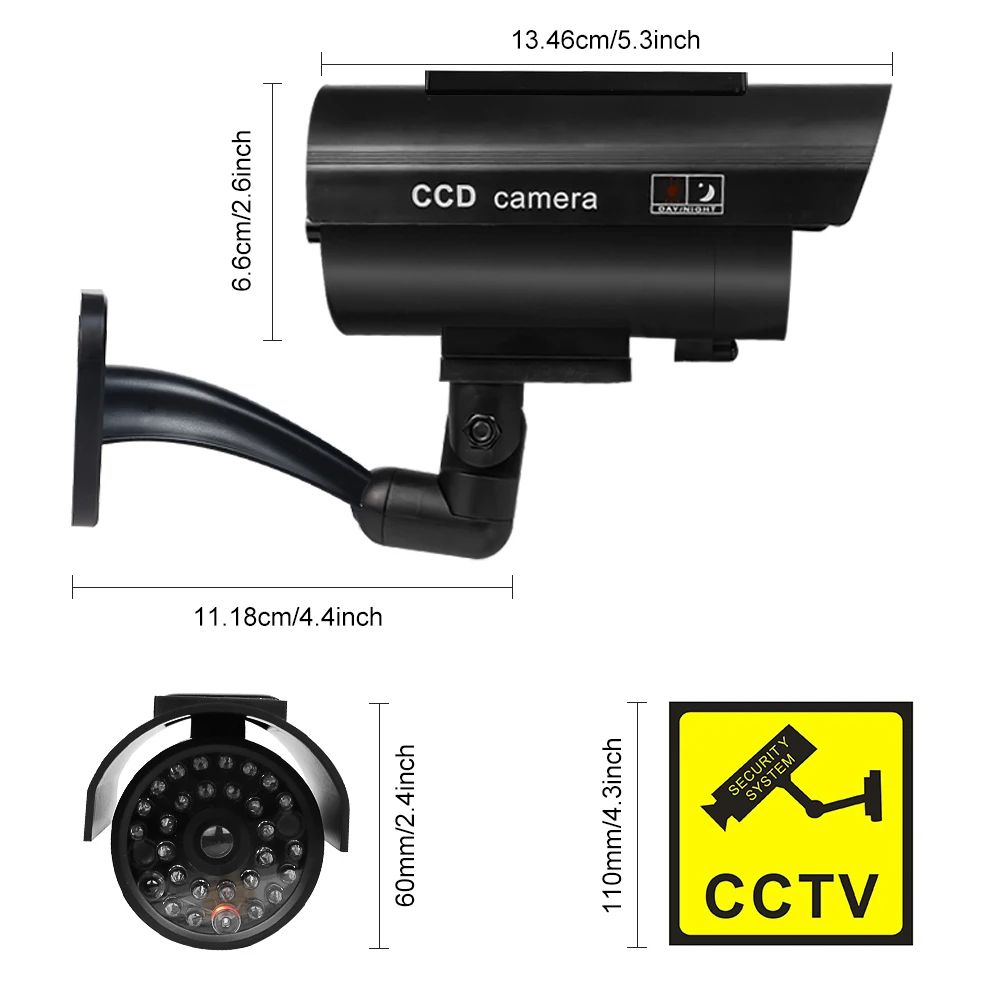 Simulation Solar Camera Fake Camera Outdoor CCTV Surveillance Waterproof Dummy Security Camera With 5