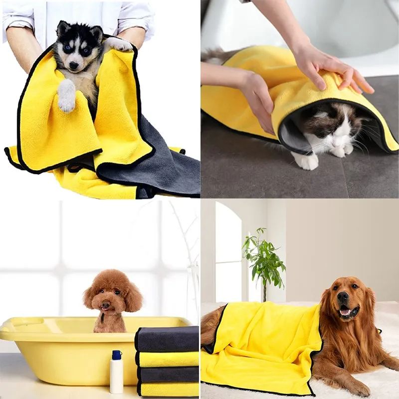 Soft Fiber Quick Drying Towels For Dogs And Cats Absorbent Bath Towel Pet Bathrobe Convenient Clean