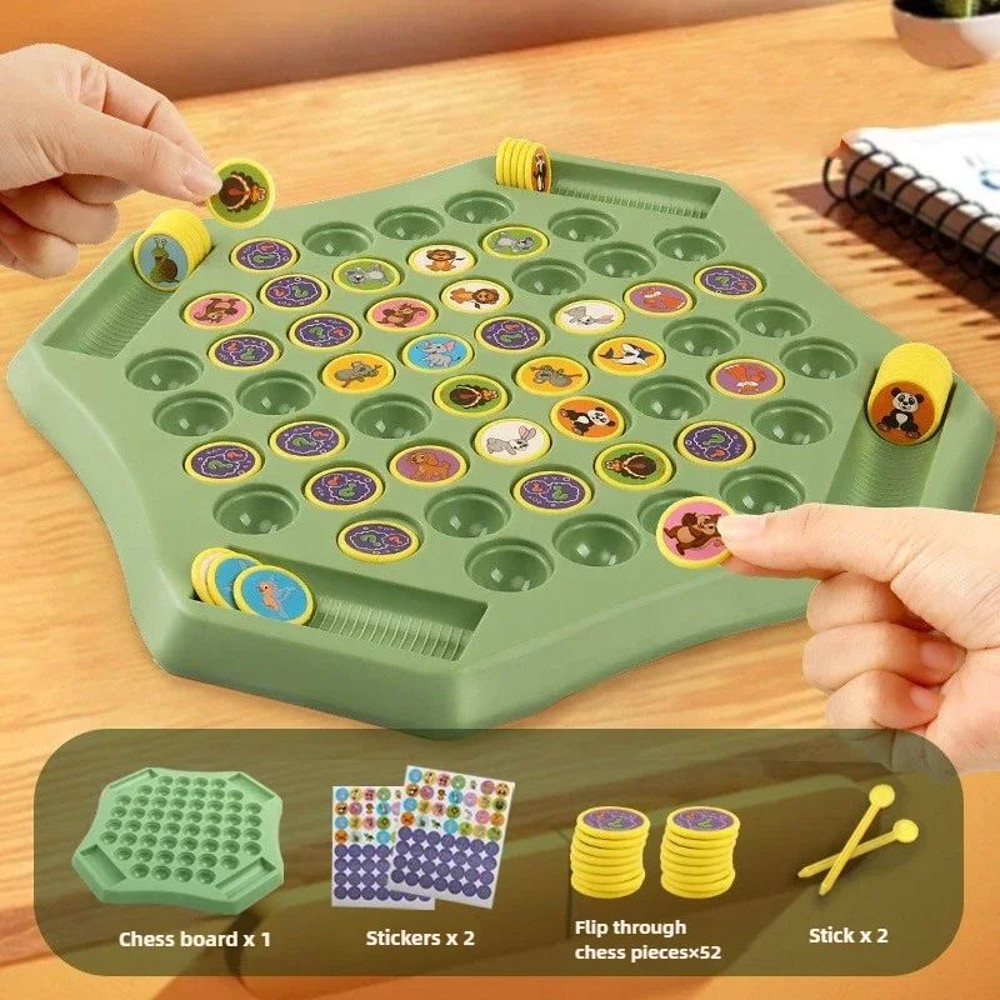 Kids Battle Chess Educational Toy Fun Animal Flip Chess For ParentChild Interaction Observation  Co 0