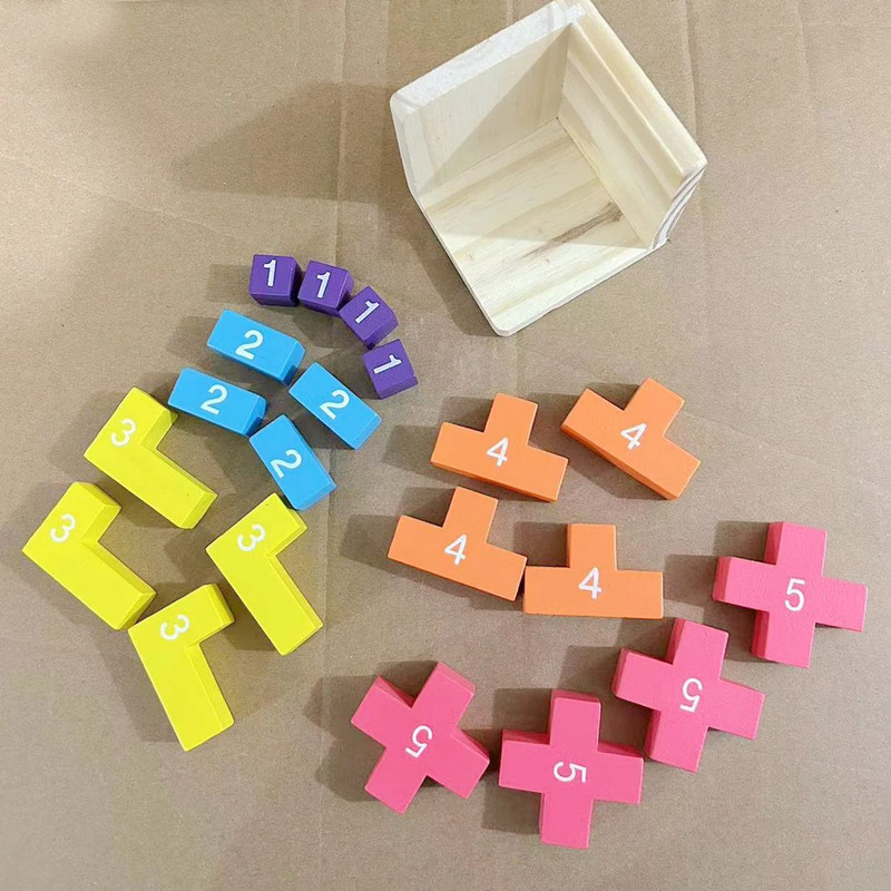 Colorful Wooden Blocks Puzzles Classic Luban Lock Cube 3D Puzzle Toys For Kids  Adults Brain Teaser 5