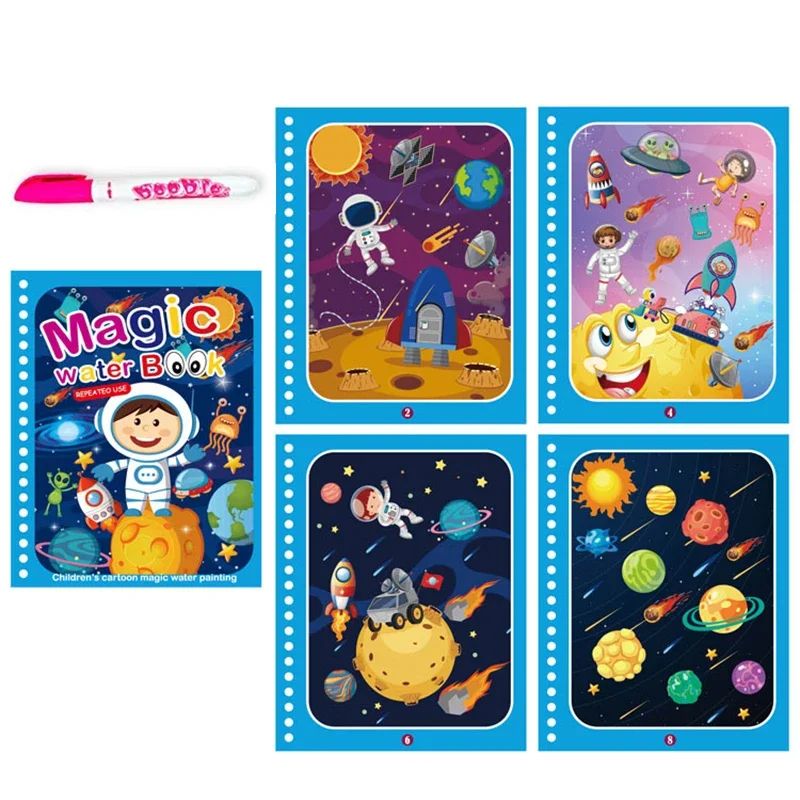 Reusable Water Drawing Magic Book With Pen Montessori Educational Toy For Toddlers Kids Early Lear 15