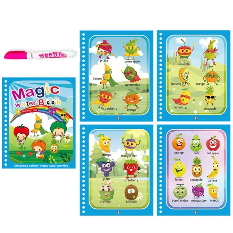 Reusable Water Drawing Magic Book With Pen Montessori Educational Toy For Toddlers Kids Early Lear 9