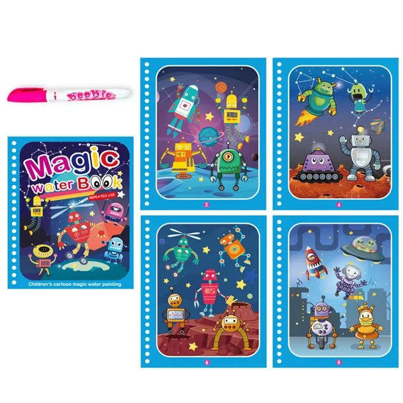 Reusable Water Drawing Magic Book With Pen Montessori Educational Toy For Toddlers Kids Early Lear 11