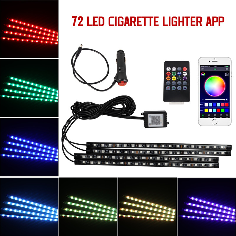 RGB Car LED Interior Lights Wireless Remote & Music Sync, USB Powered Ambient Footwell Lighting for Custom Car Decor
