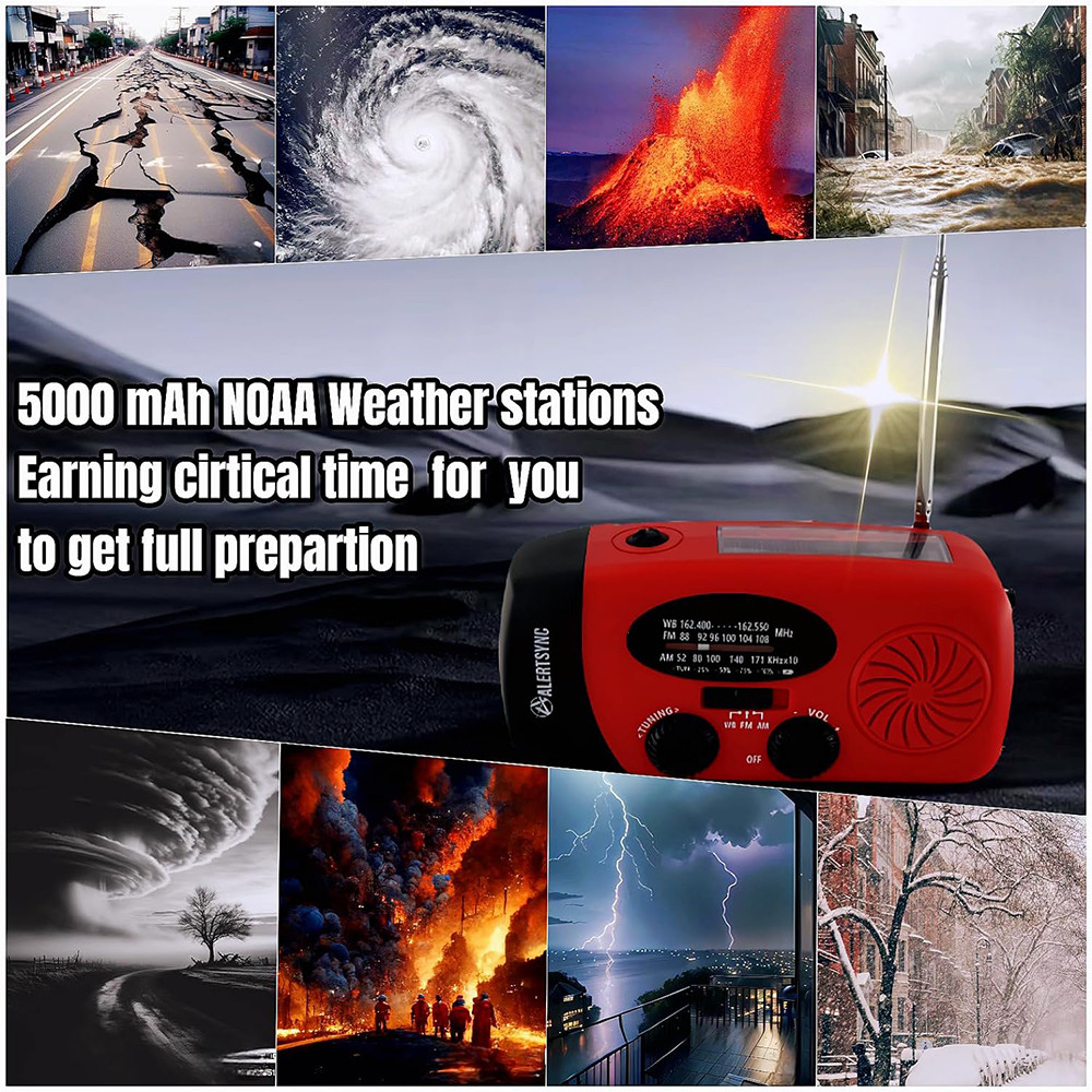 High Capacity Rechargeable Emergency Light Solar  Hand Crank Powered Outdoor Flashlight For Camping 1