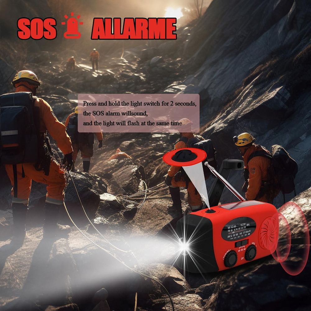 High Capacity Rechargeable Emergency Light Solar  Hand Crank Powered Outdoor Flashlight For Camping 4