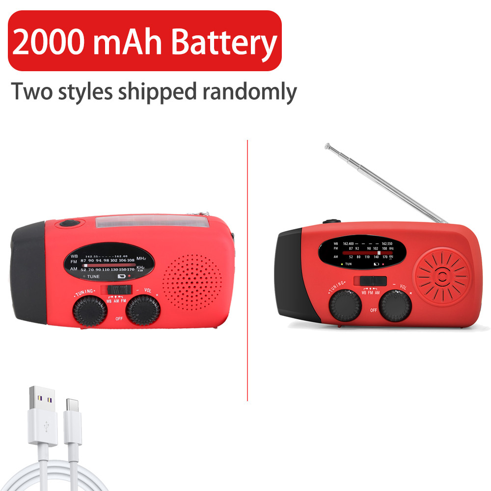 High Capacity Rechargeable Emergency Light Solar  Hand Crank Powered Outdoor Flashlight For Camping 6
