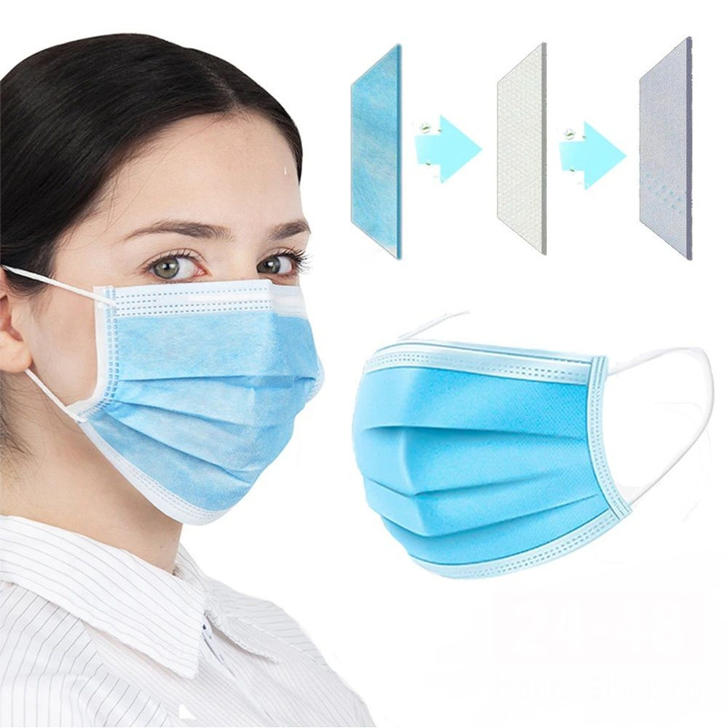 Masks 3Layer Disposable Face Masks With Melt Blown Cloth Black AntiDust Protective Mouth Mask With  1