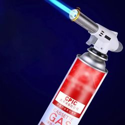 adjustable flame butane gas torch with auto ignition portable blow torch for bbq, camping, cooking, welding & diy use