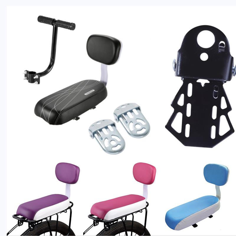 Soft Bicycle Rear Seat for Kids Adjustable Child Bike Seat with Backrest, Handle, Armrest & Footrest Pedals