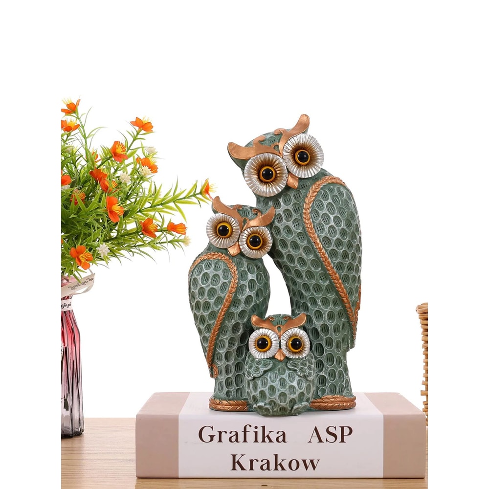 1pc Resin Owl Family Animal Decoration Elegant Home Decor For Living Room Bookshelf Wine Cooler An 3