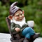 Resin Gnome Dwarf Rocking Chair Ornament Outdoor Garden Decoration Lawn Yard Leisurely Drinking Tea 1