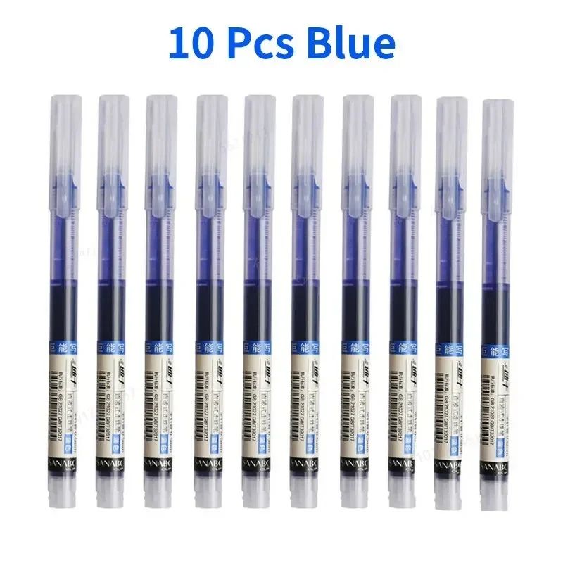 10Pcs High Quality Needle Type Gel Pens Smooth Writing Straight Liquid Ballpoint Pens Kawaii Statio 7