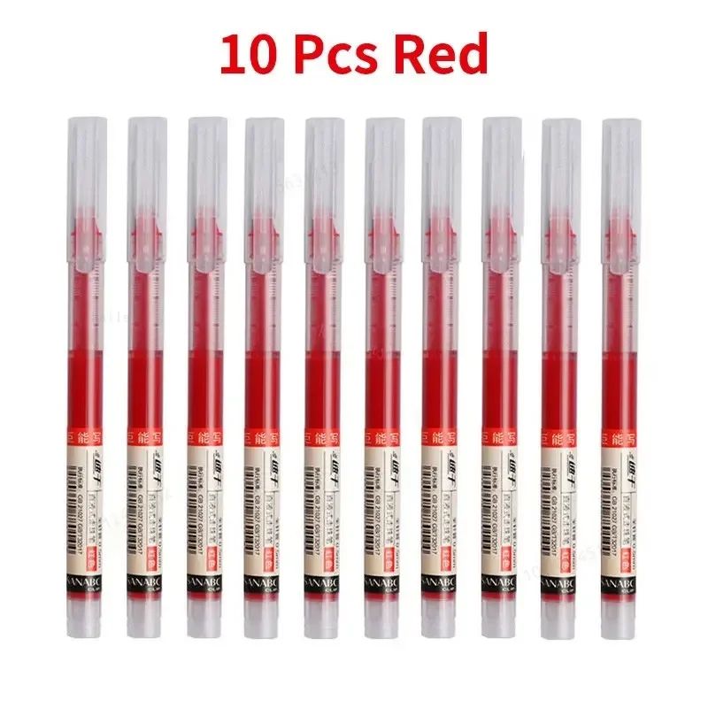 10Pcs High Quality Needle Type Gel Pens Smooth Writing Straight Liquid Ballpoint Pens Kawaii Statio 8