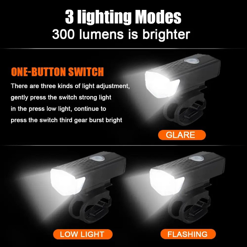 MTB Bike Front Lights USB LED Rechargeable Waterproof Mountain Bike Headlight  Bright Bicycle Light 2