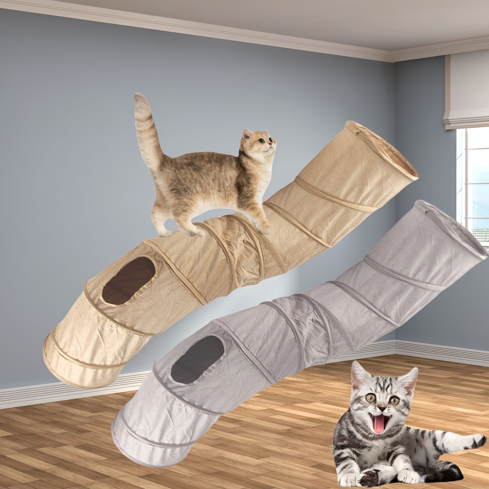 Collapsible Cat Winter Suede Tunnel Interactive 2 Way  3 Way Play Chase Hide Tunnel For Puppy Rabbi 4