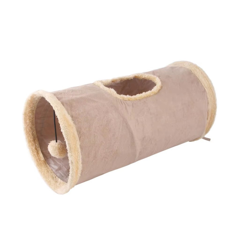 Collapsible Cat Winter Suede Tunnel Interactive 2 Way  3 Way Play Chase Hide Tunnel For Puppy Rabbi 7