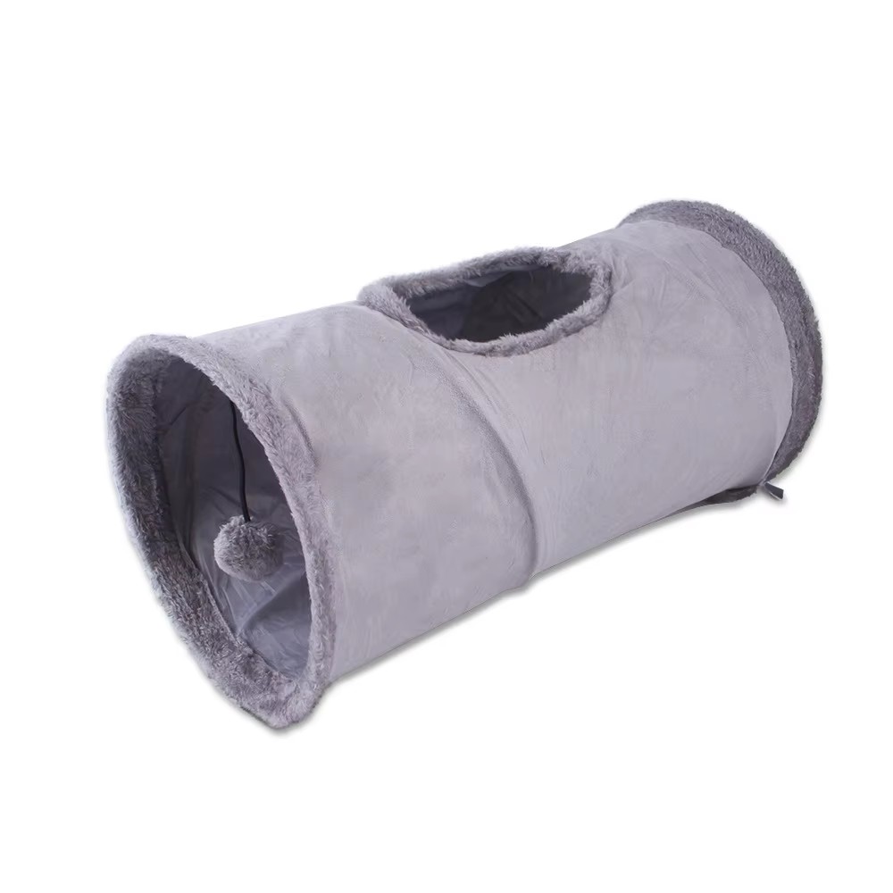 Collapsible Cat Winter Suede Tunnel Interactive 2 Way  3 Way Play Chase Hide Tunnel For Puppy Rabbi 8