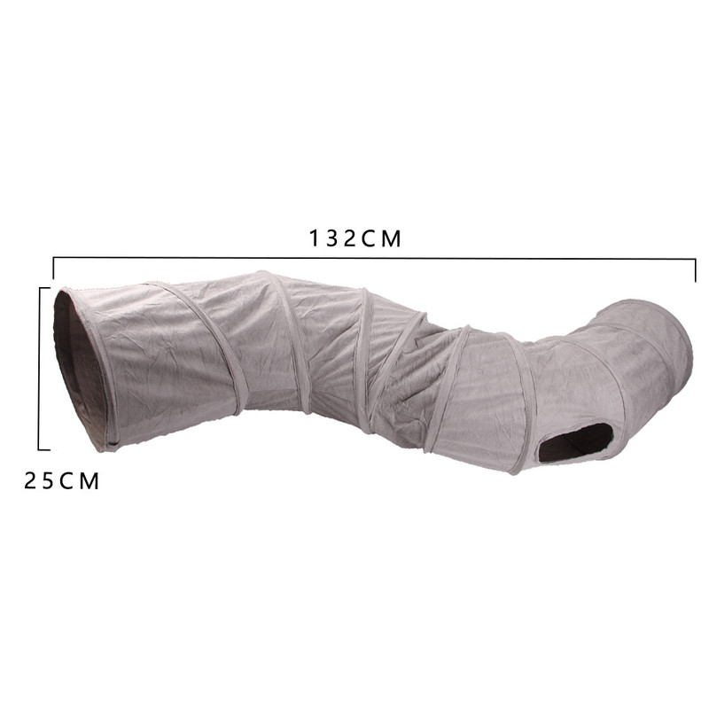 Collapsible Cat Winter Suede Tunnel Interactive 2 Way & 3 Way Play Chase Hide Tunnel for Puppy, Rabbit & Kitten