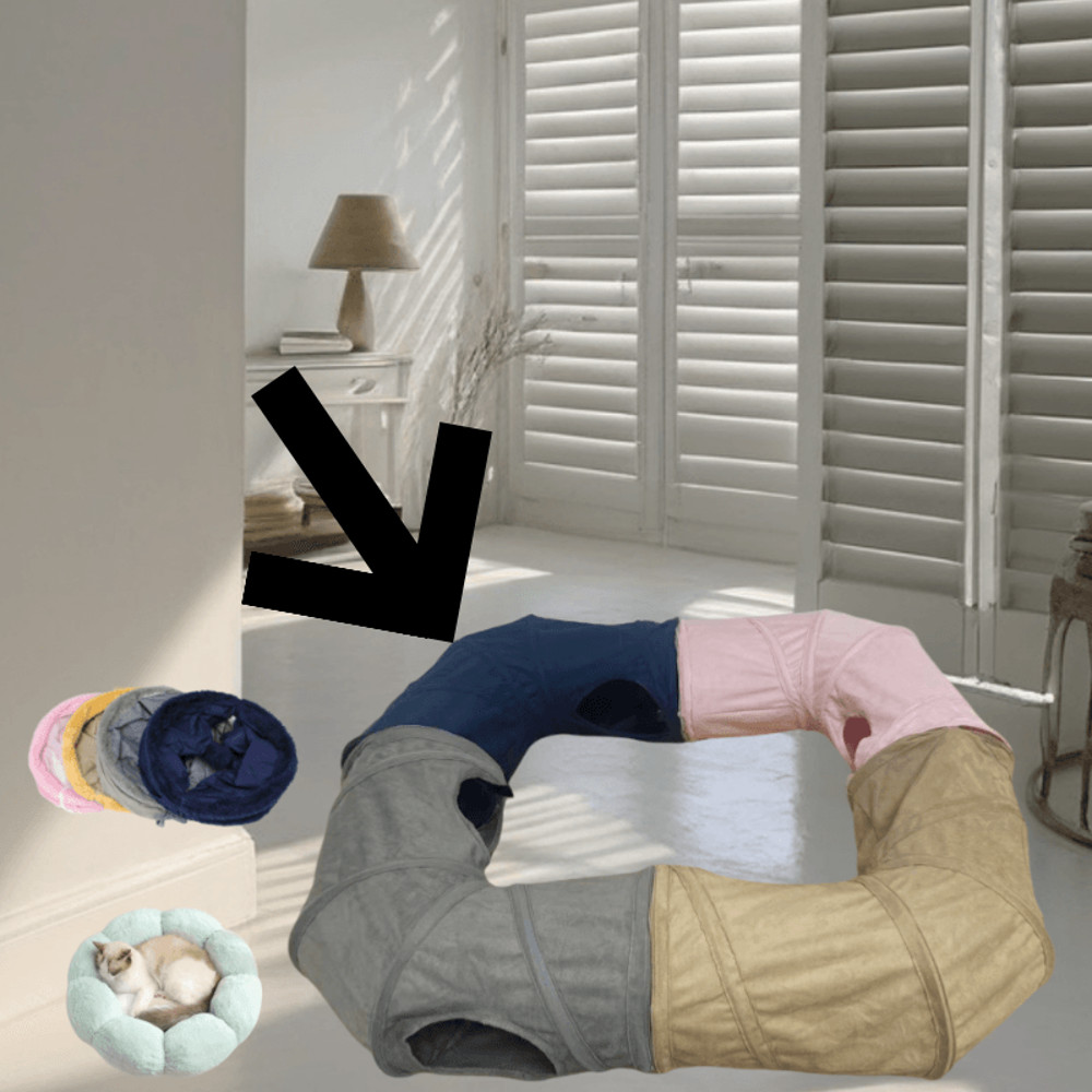 Collapsible Cat Winter Suede Tunnel Interactive 2 Way  3 Way Play Chase Hide Tunnel For Puppy Rabbi 21