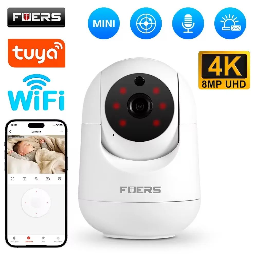 Fuers WiFi Camera Tuya Smart Home Indoor Wireless IP Surveillance Camera With AI Detection Auto Tra 0