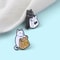 2PCs Cute Black White Cat Brooch Set Cartoon Animal Lapel Pins For Clothes Backpacks Gifts 0