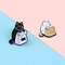 2PCs Cute Black White Cat Brooch Set  Cartoon Animal Lapel Pins For Clothes Backpacks  Gifts 4