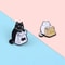 2PCs Cute Black White Cat Brooch Set Cartoon Animal Lapel Pins For Clothes Backpacks Gifts 4