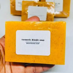 100g turmeric handmade soap with lemon & kojic acid – brightening facial & body bar for dark spots & uneven skin tone