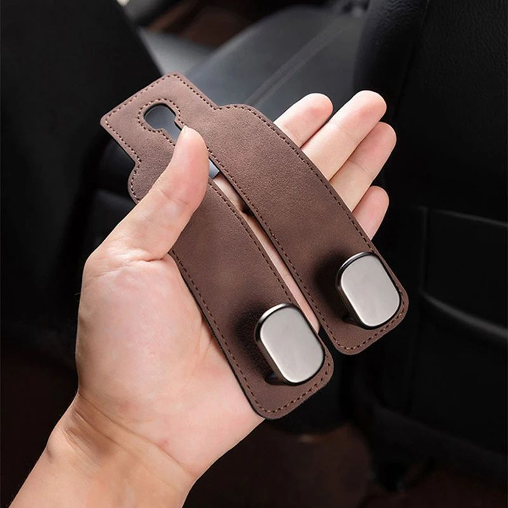 SEAMETAL Car Headrest Hook Premium Suede Alloy Dual Rear Seat Hanging Hanger Universal Car Hook Pho 4