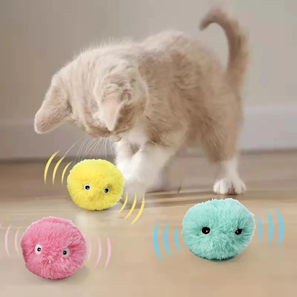 Interactive Ball Smart Cat Toy  Plush Electric Catnip Training Toy With Touch Sound  Squeak Kitten  0