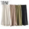Woman High Waist Satin Midi Skirt Elegant Black Long Skirt For Summer Office  Evening TRAF Woman Sa 0