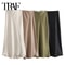 Woman High Waist Satin Midi Skirt Elegant Black Long Skirt For Summer Office Evening TRAF Woman Sa 0